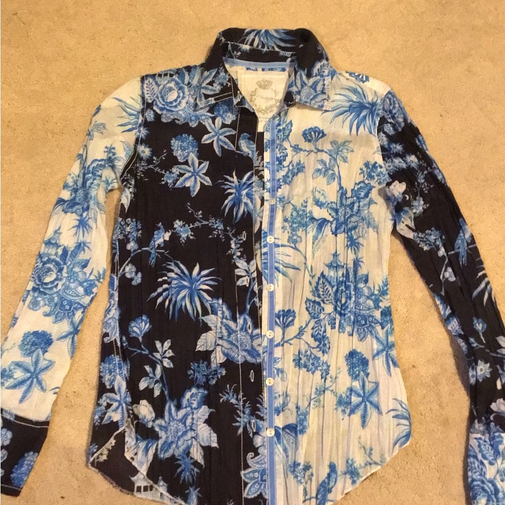 CINO Blue Floral Button-Down Shirt - Picture 2 of 6